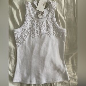 SOLD - NWT Caroline Constas WHITE LACE ACCENT TOP